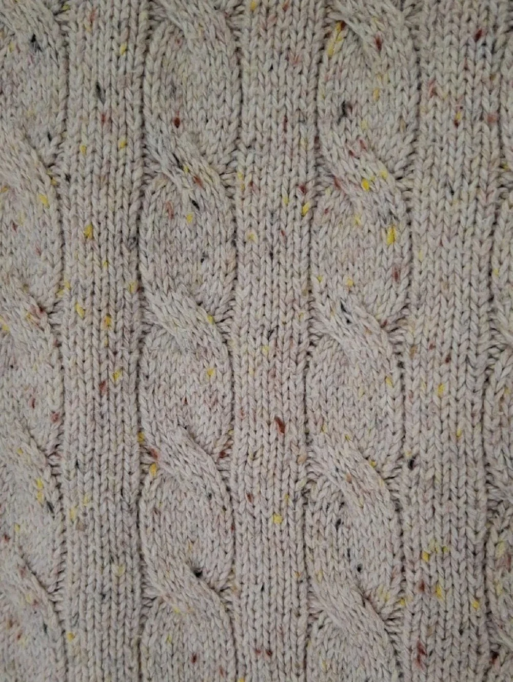 J. Crew Men's Speckled Cream Cable-Knit Crewneck Sweater, Small